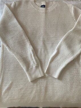 GAP Maternity Women's Cream Open-Knit Sweater